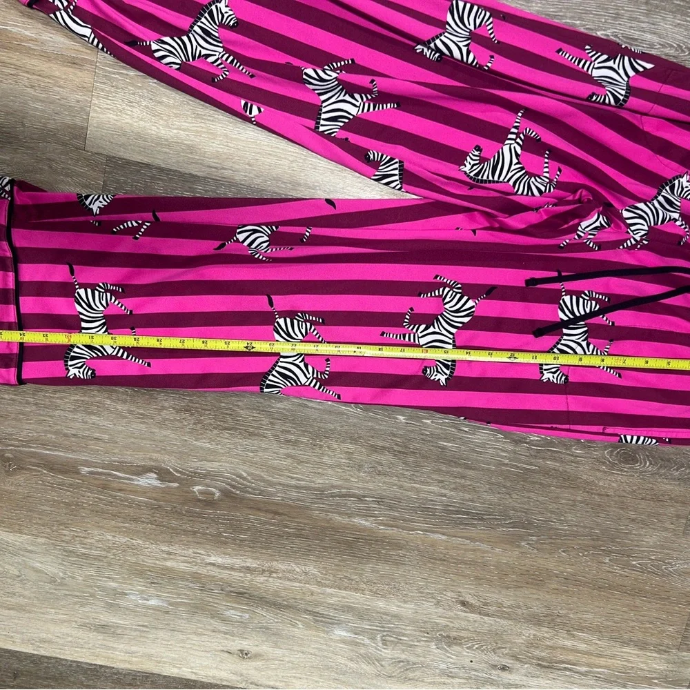 Room Service 2PC Womens Pajama Set Pink Zebra Small Lounge Sleepwear Soft Cozy - Picture 3 of 14